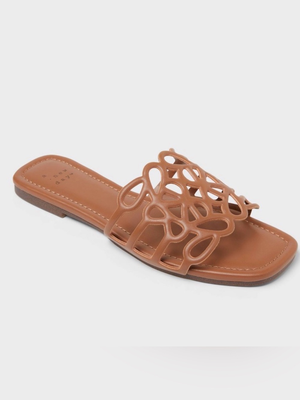 A New Day Women's Cognac Cutout Slide Sandal - Picture 3 of 5